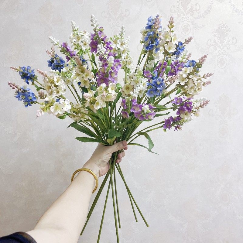7头紫罗兰仿真花家居装饰花摆件假花风信子摆设摄影道具婚庆花束