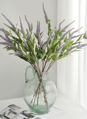 新娘手捧花束仿真手扎鼠尾草花束 客厅家居摆件仿真薰衣草麦穗花