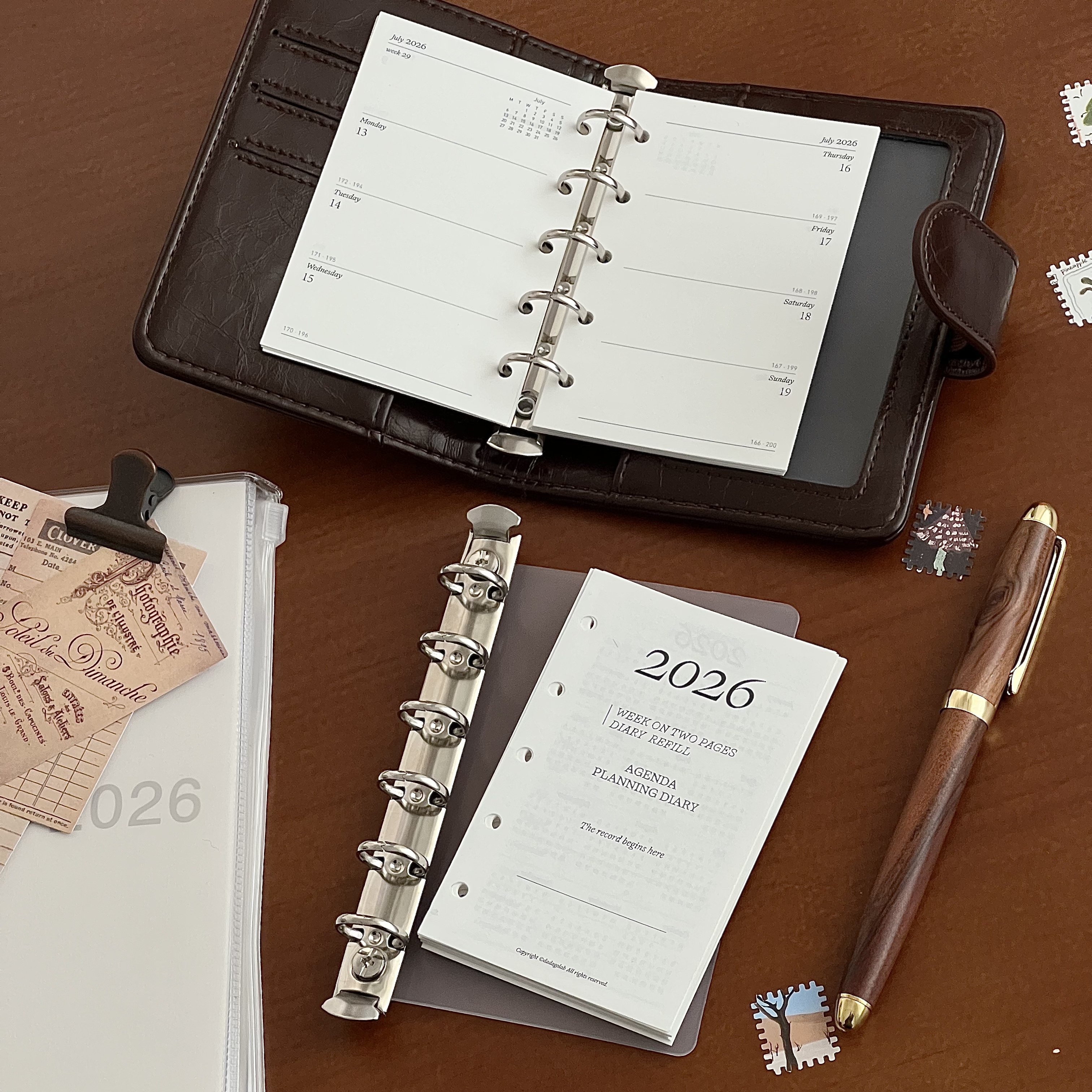 2026年周计划活页内芯 一周二页日程计划效率打卡M5/A7可拆卸内页