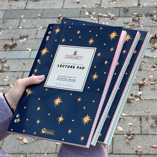 美式星空彩色内页600页超厚原创薄脆本A4笔记本拍纸本草稿日记本