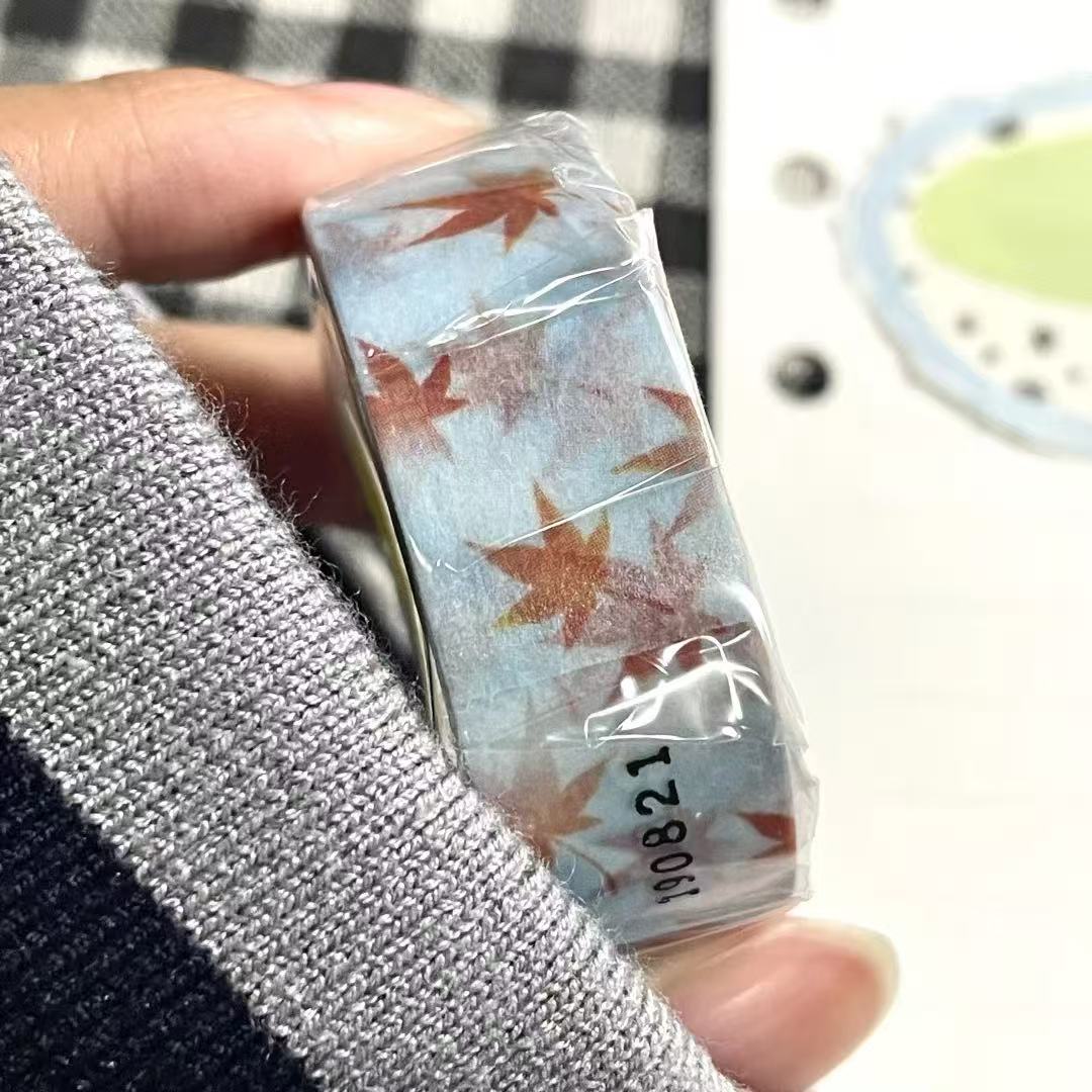 蓝色枫叶ins风手账胶带高颜值创意手账本素材贴纸和纸胶带和胶贴