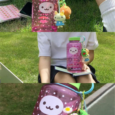 可爱卡通粉色波点tritan水杯太空杯户外大容量1000ml耐高温广口