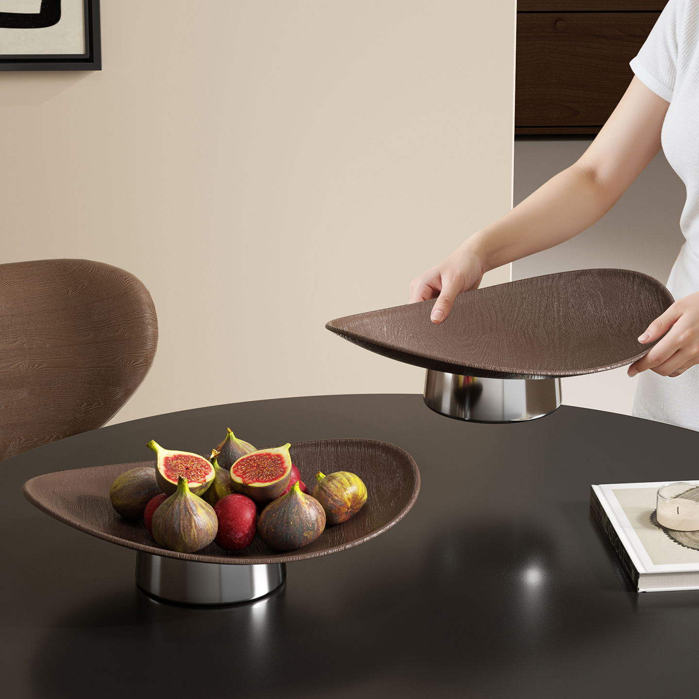 水果盘2025新款客厅茶几家用高端摆放盘精致高颜值轻奢零食高脚盘