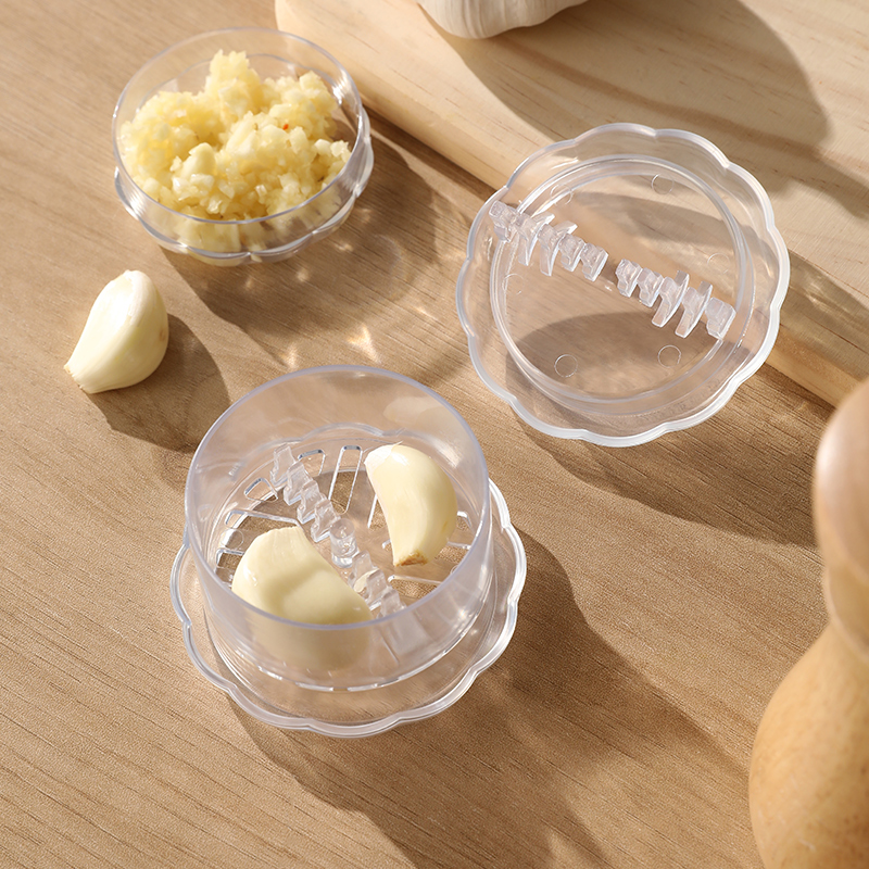 手动压蒜器家用切姜夹蒜蓉透明旋转捻蒜器捣蒜泥器蘑姜蓉器剥蒜器