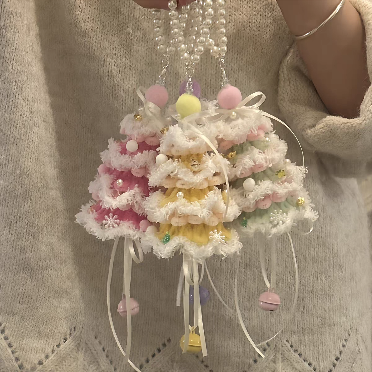 创意小众新款自制扭扭棒彩色毛边圣诞树挂件diy材料包圣诞节礼物