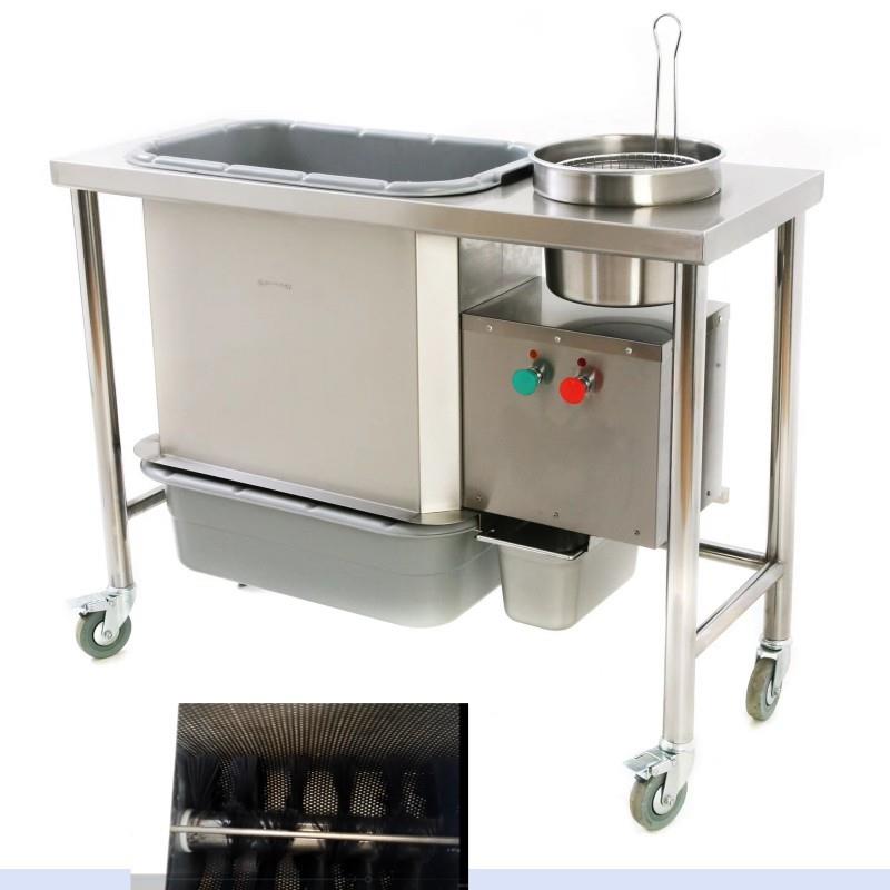 君诺商用裹粉台不锈钢裹粉机多功能汉堡炸鸡设备螺旋毛刷款可拆洗