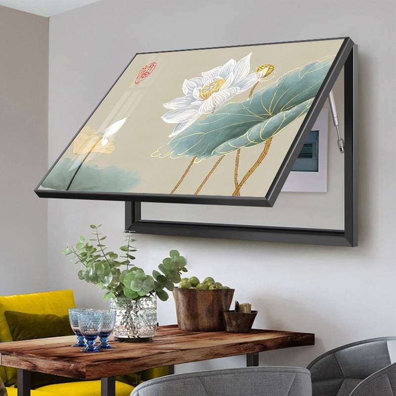 新中式免打孔电表箱装饰画配电箱电闸箱遮挡装饰总开关电源箱盖板