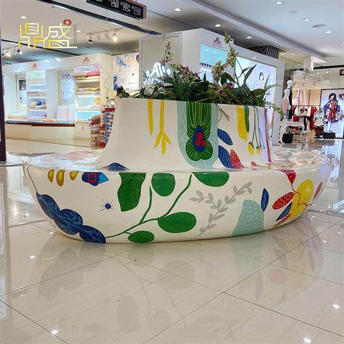 商场彩绘座椅玻璃钢休闲座椅艺术椅定制卡通图案心形带花盆等候椅,商业/办公家具,休闲椅系列,淘宝优惠券,粉丝福利购,淘宝优惠卷
