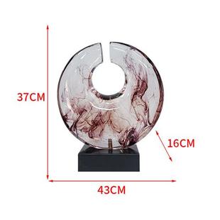 透明樹脂圓環(huán)雕塑擺件客廳入戶玄關(guān)電視柜軟裝 新中式 飾工藝品配飾