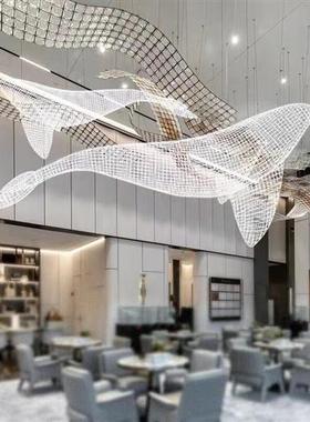 不锈钢铁艺编织镂空鲲鹏鲸鱼海豚雕塑售楼处餐馆空中海洋吊饰定制