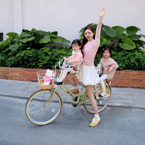 纽斯加一拖二亲子车母子自行车