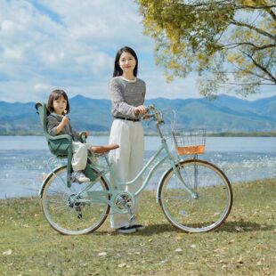 纽斯加单车可载儿童座椅亲子自行车带小孩母子车带娃遛娃子母双人