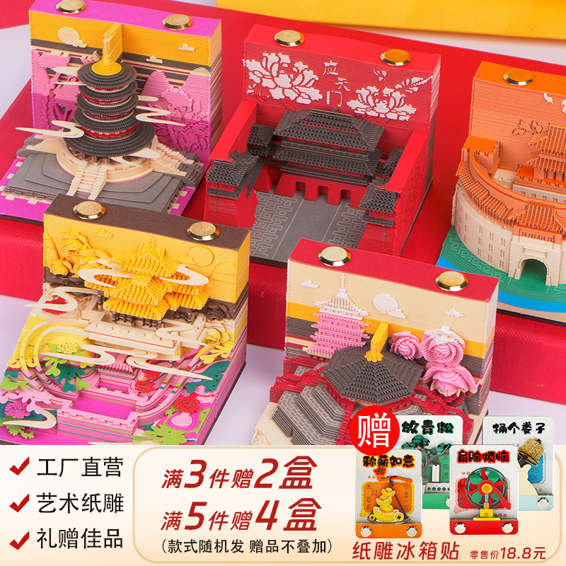 洛阳3D立体纸雕日历便签便签盲盒