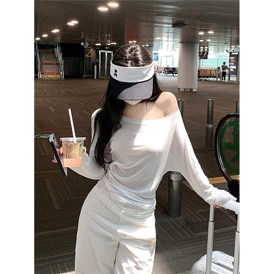 斜肩100莱赛尔T恤女小众