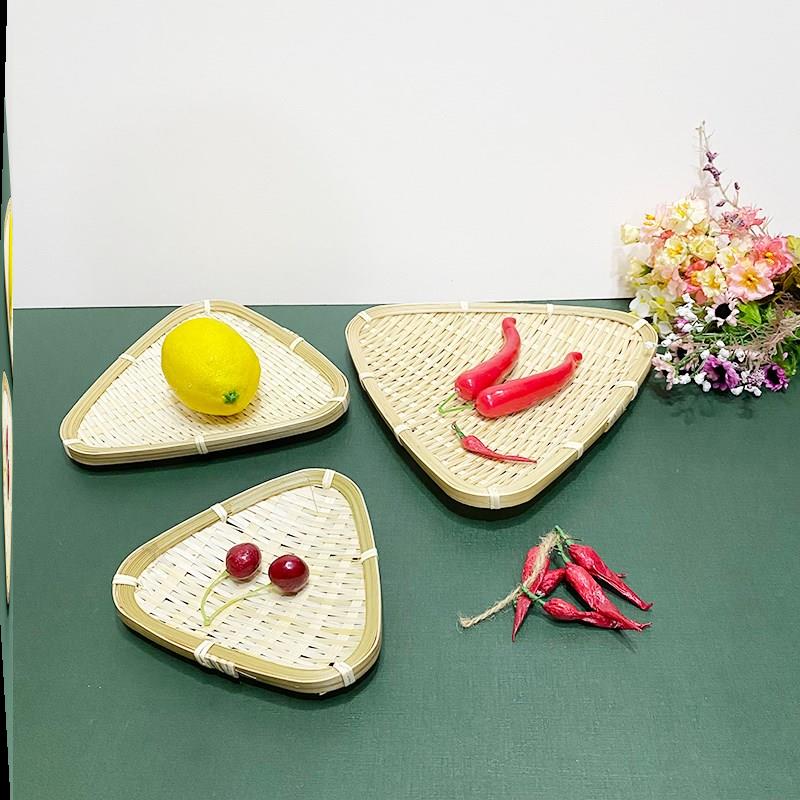 手工竹编制品竹篮子水果篮竹托盘农家编织竹筛点心收纳筐圆形簸箕