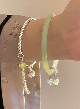 高级感手链古风女设计感绿色流苏