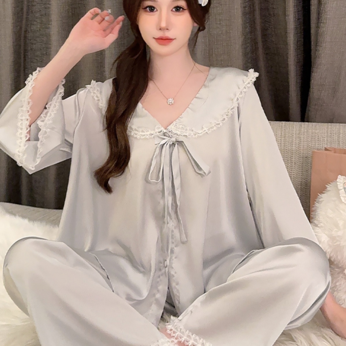 维多利亚纯欲风睡衣女家居服套装