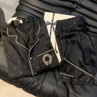 维多利亚丰维密情侣真丝睡衣高级感睡衣男新款 夏 睡衣女家居服套装