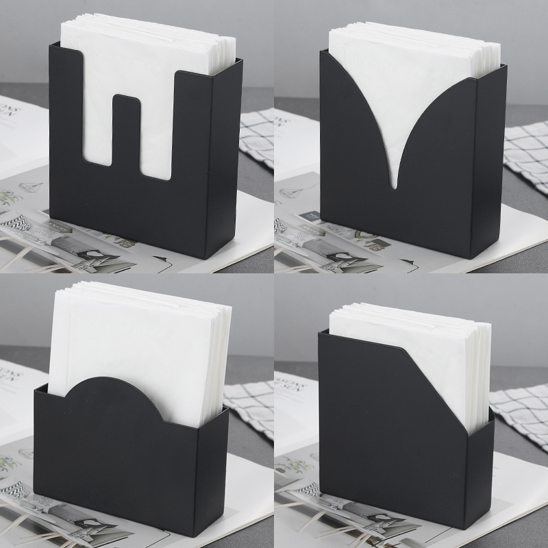 西餐厅不锈钢纸巾架创意黑色餐巾托三角形纸巾座餐巾纸夹酒店用品