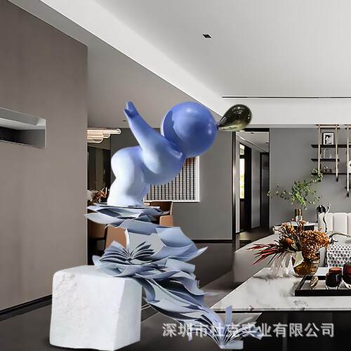 现代型厅创意落地吹DK-98655气球男孩抽象人物雕大塑酒店楼处客大