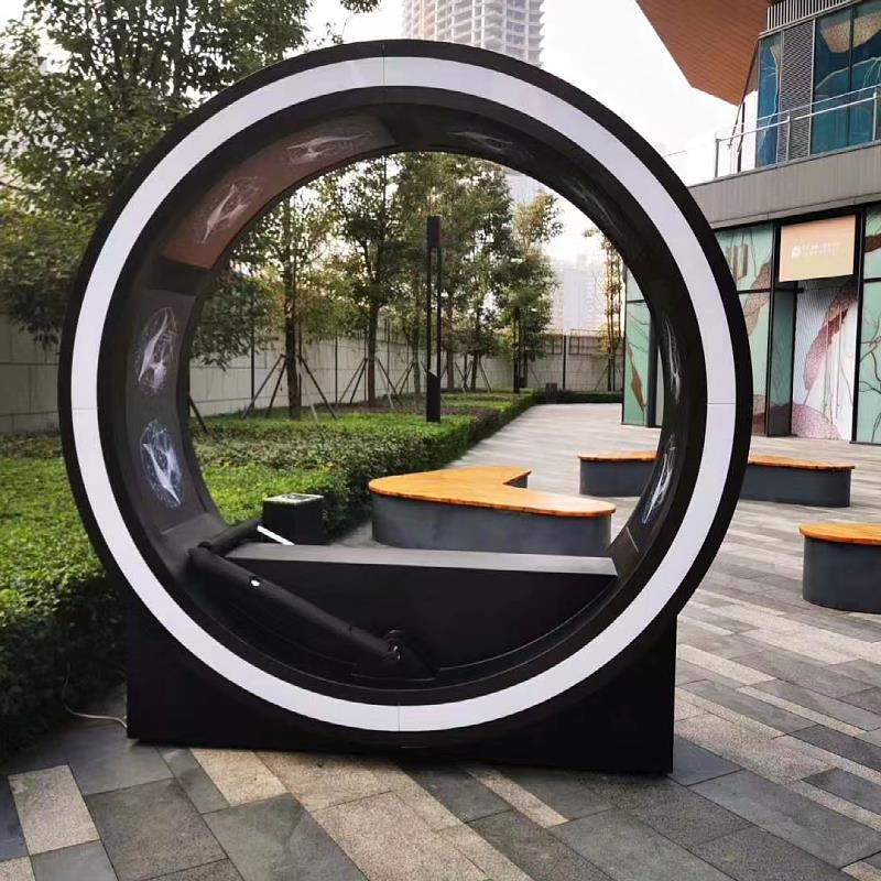 园网红景区脚踏动无设互备骑置行动力游公乐单车喷泉8574装发电划