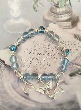 新品水晶手链女士高颜值鱼尾花铃流苏串珠ins小众高级感水晶手串