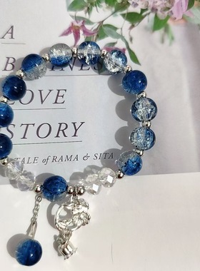 新中式爆花渐变水晶手链女小众蝴蝶手串礼物景区热销摆摊饰品