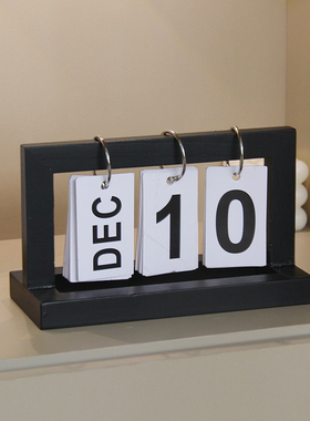 简约日历摆件木质翻页台历客厅酒柜办公桌面小装饰品摄影拍照道具