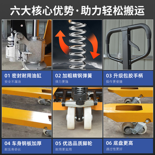 卸槽钢加长叉车手推拖车 手动液压搬运车3吨地牛油压托盘车仓储装