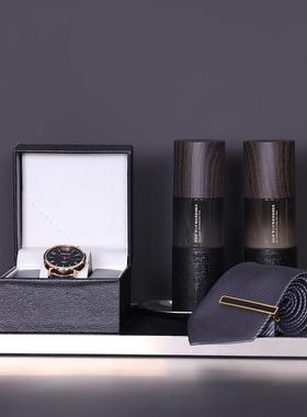 样板房衣帽间梳妆台摆设件男士衣柜领带手表香水托盘套装现代摆件