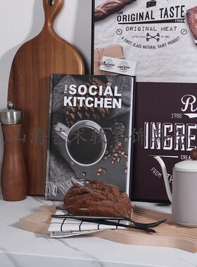 现代简约样板间厨房摆件真假面包烘焙主题实木砧板餐板研磨器