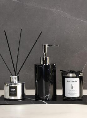 卫生间托盘大理石托盘乳液分装瓶卫浴洗漱套装样板间软装饰品摆件