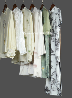 新中式样板间样板房衣帽间衣服女士陈列衣服道具衣柜软装装饰摆件