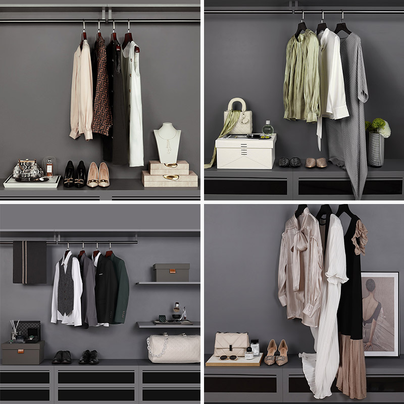 样板房衣帽间软装搭配女样板间衣柜样品衣服摆件男装饰高跟鞋箱包