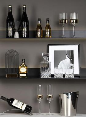 现代轻奢样板间酒柜软装摆件真红酒售楼处高级感酒杯酒具装饰品