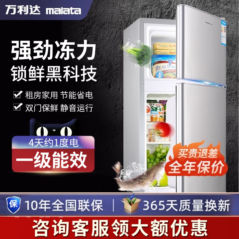 【一级节能】冰箱小型家用迷你双开门二人宿舍出租房冷藏冷冻冰箱