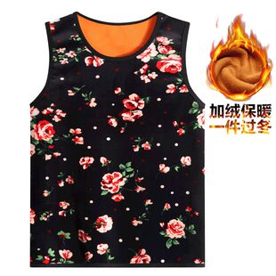 秋冬款中老年妈妈女装加绒保暖背心马甲奶奶装坎肩无袖打底衫内衣