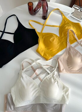 超细细肩 法式三角杯内衣女大胸显小胸聚拢美背无钢圈文胸罩