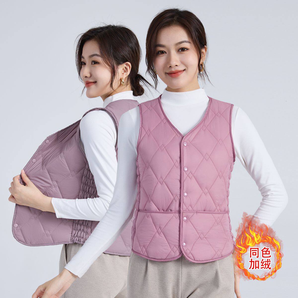 冬季羽绒棉马甲女士羊羔