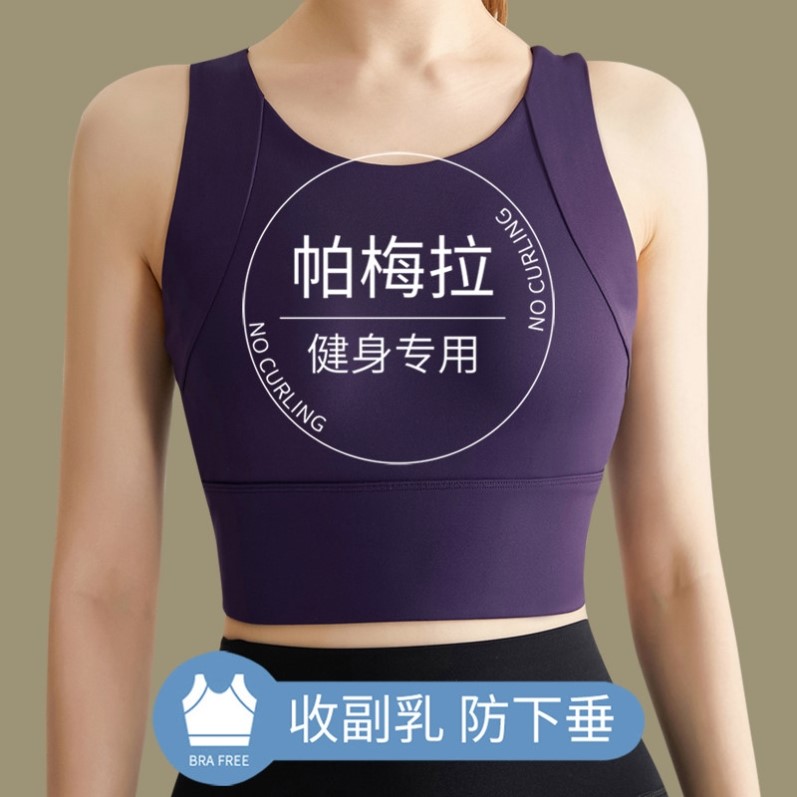 帕梅拉健身服女高强度防震大胸防下垂跑步运动内衣固定杯瑜伽文胸