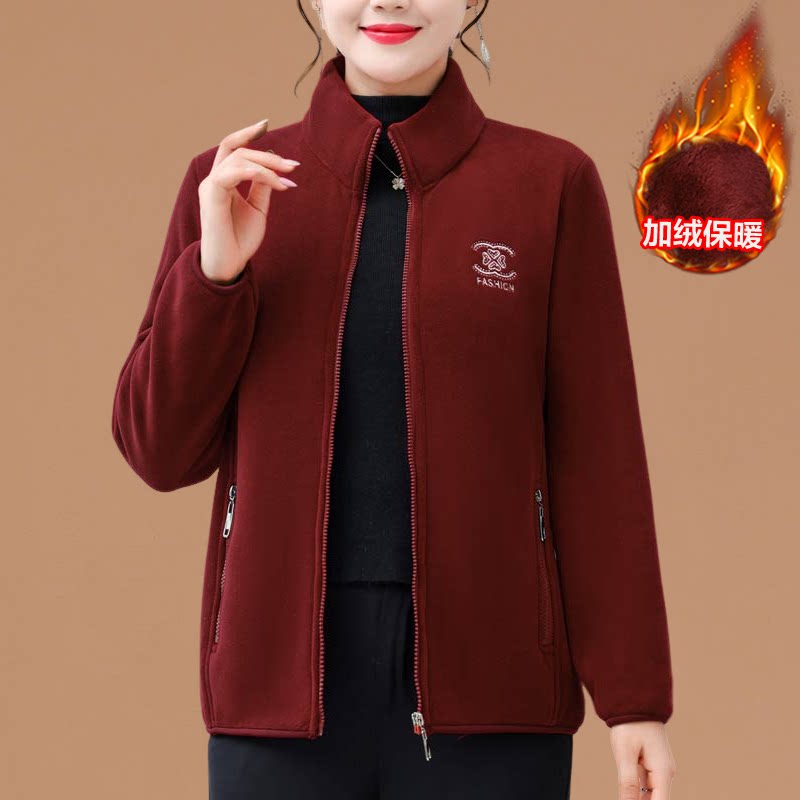 中老年人冬季女士加绒摇粒