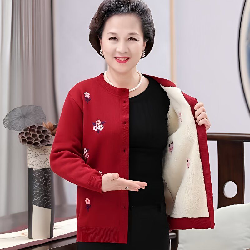 秋冬长袖奶奶毛衣外婆衣