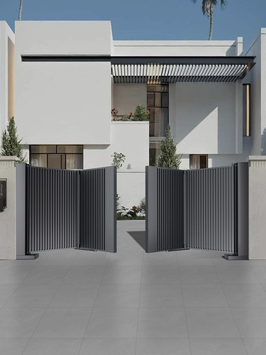 智能别墅庭院门悬挂折叠门铝艺术门铝合金户外伸缩门电动门