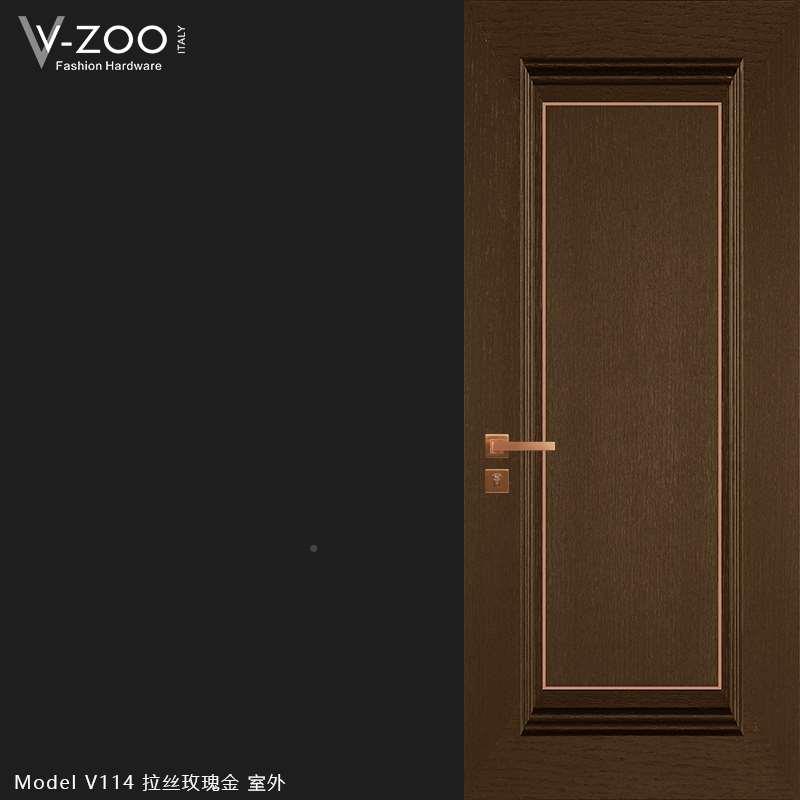 新品vzoo卧室门锁拉丝瑰XKX金静音拉房玫门锁卫生门把手对开门手