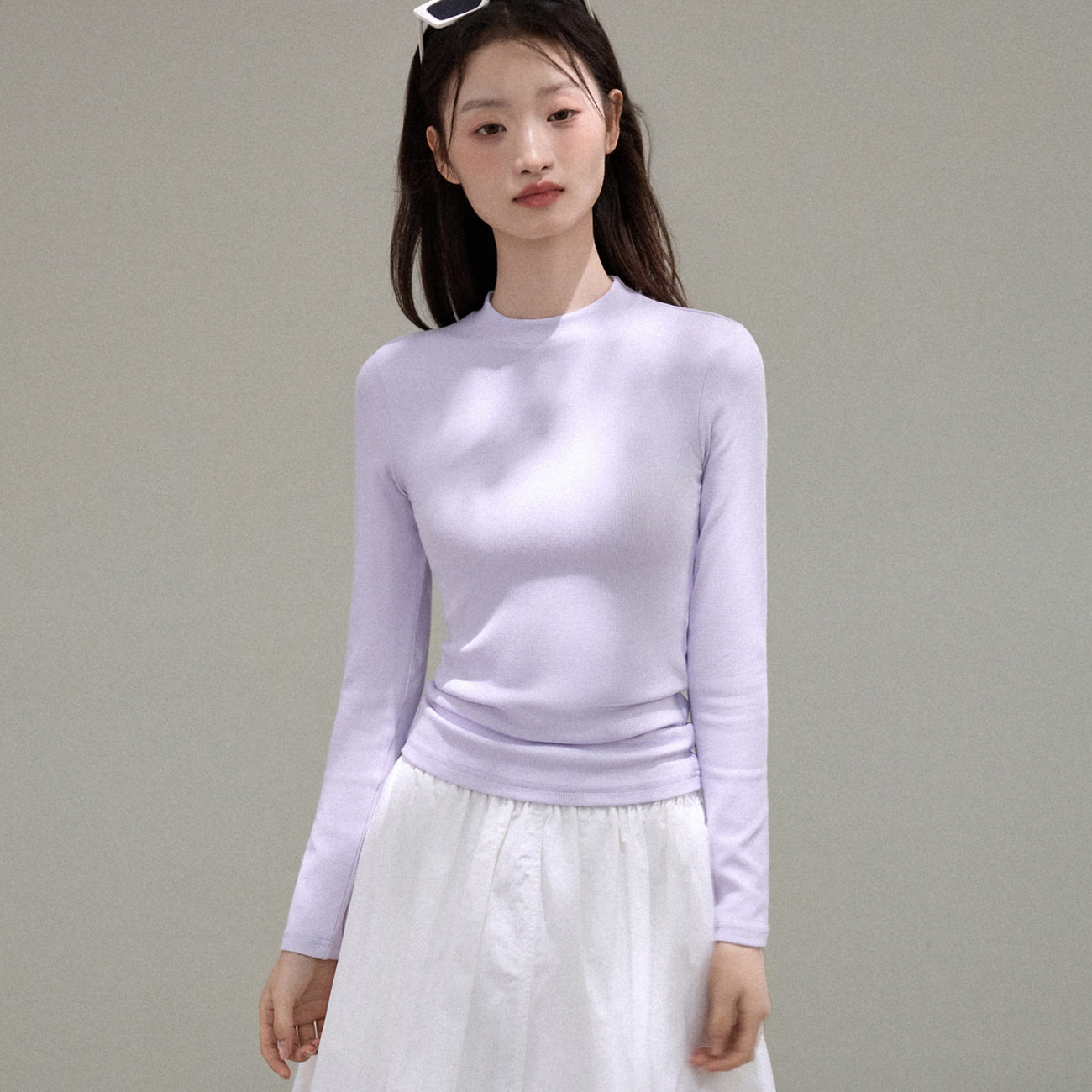 #拒绝臃肿# 优可丝 薄绒磨毛小立领打底衫女秋冬长袖T恤保暖上衣