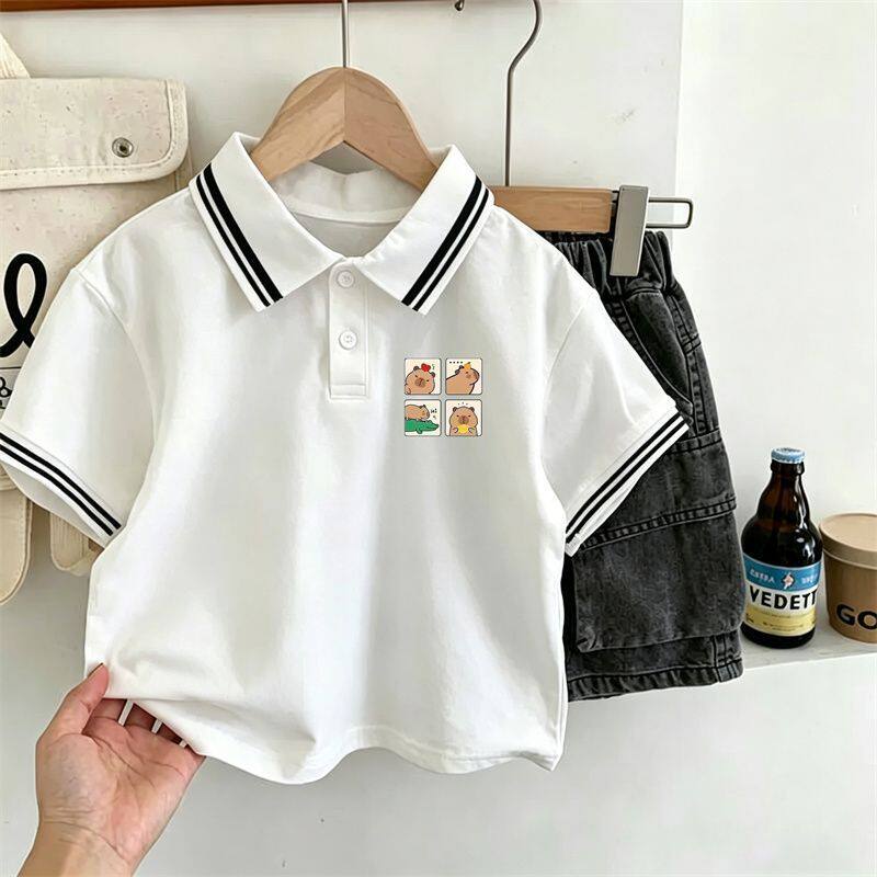 儿童夏季POLO衫2026新款翻领短袖T恤男童女童帅气炸街小黄毛上衣