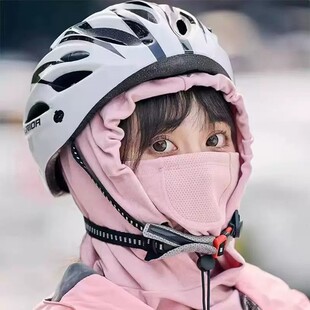 连体卫衣帽女秋冬天保暖帽子套头围脖套两用一体加厚护耳帽骑行男