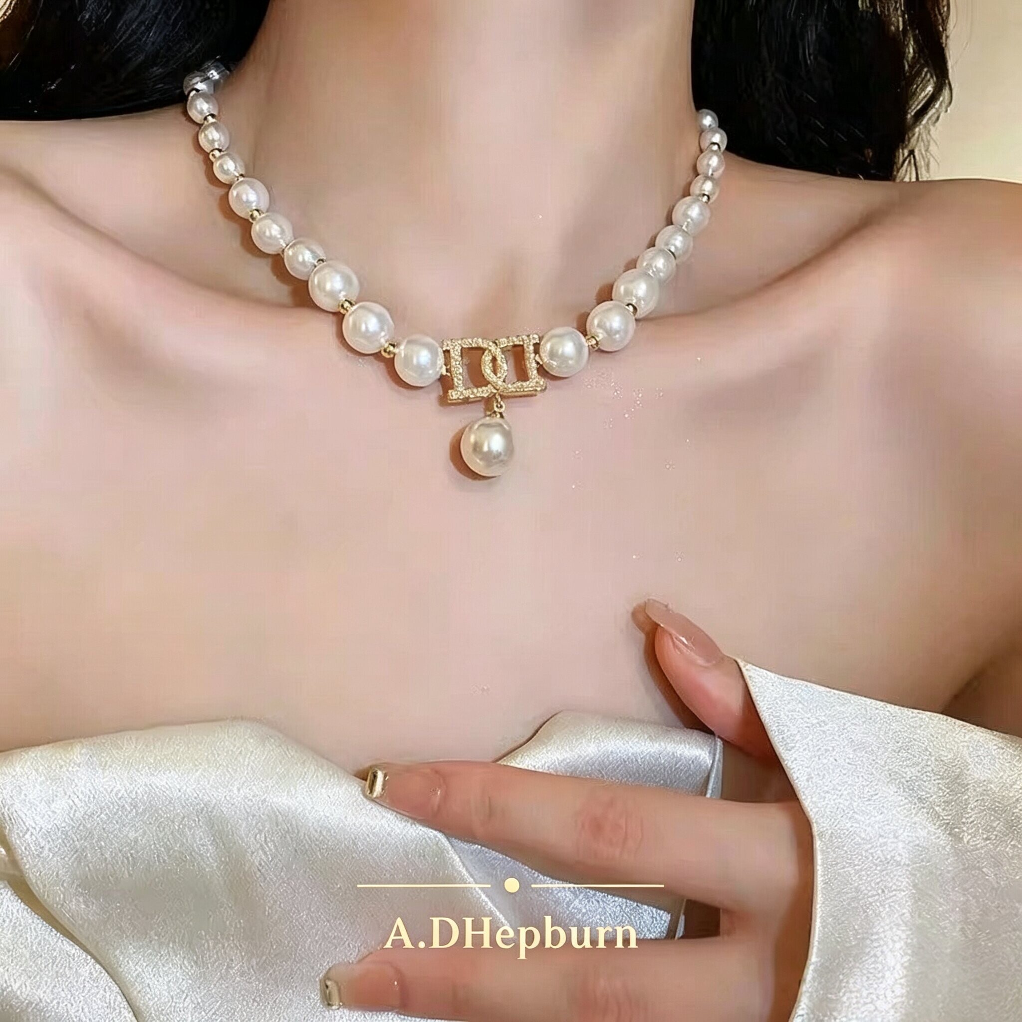 A.DHepburn不掉色珍珠项链女轻奢