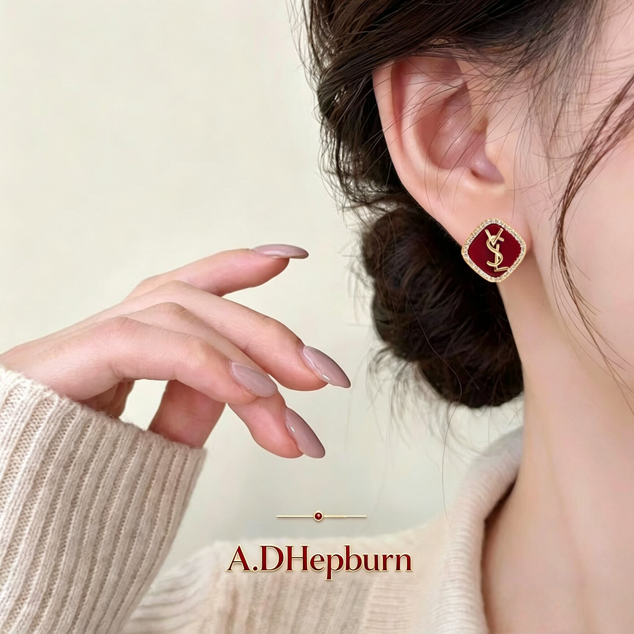 A.DHepburn小香风耳钉不掉色轻奢