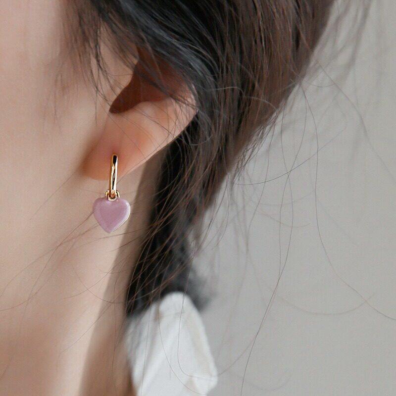 TinySylvie粉色爱心高级感耳环